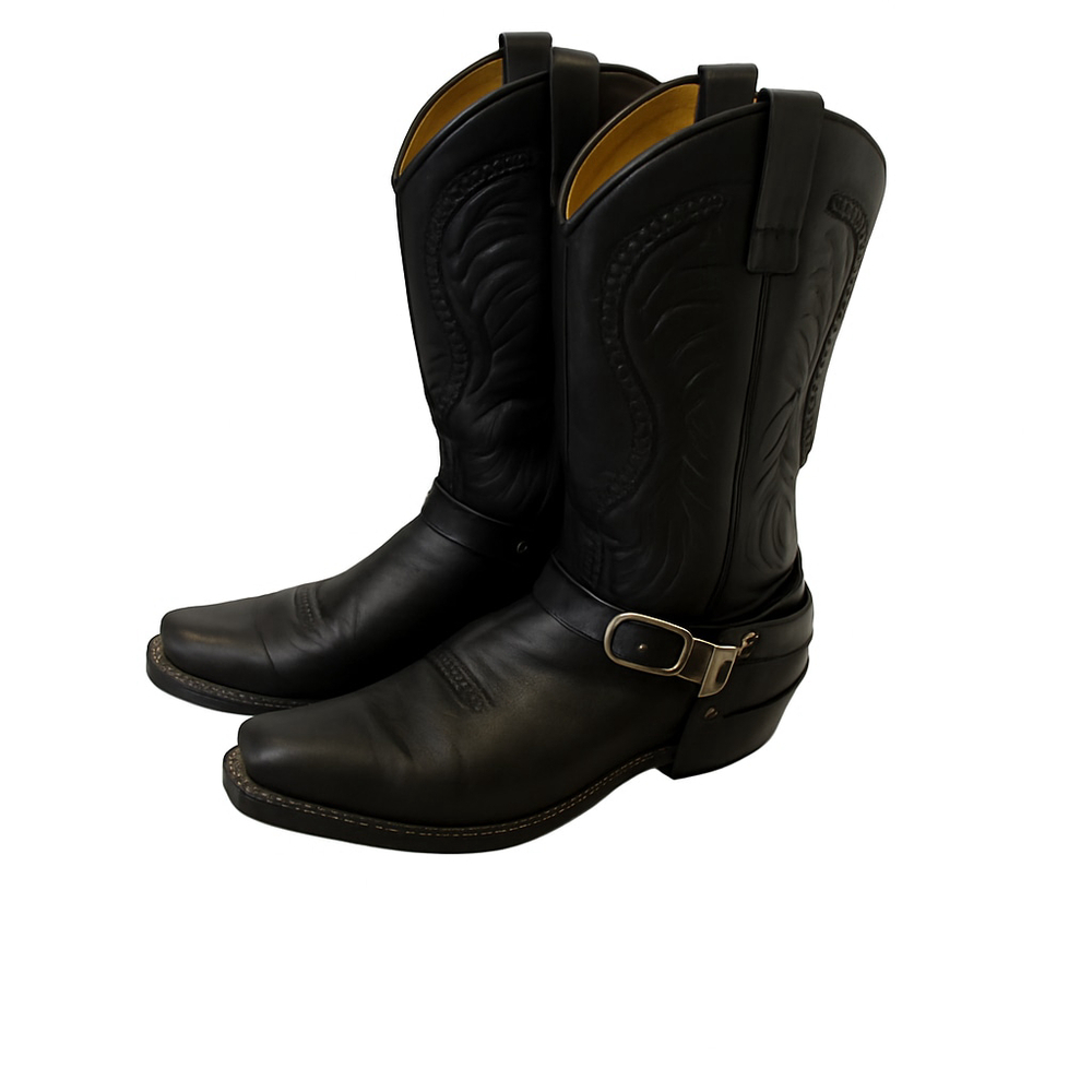 Sendra Black Leather Harness Western Boots 3434 58 Seta Sprinter Men US 10 / 44